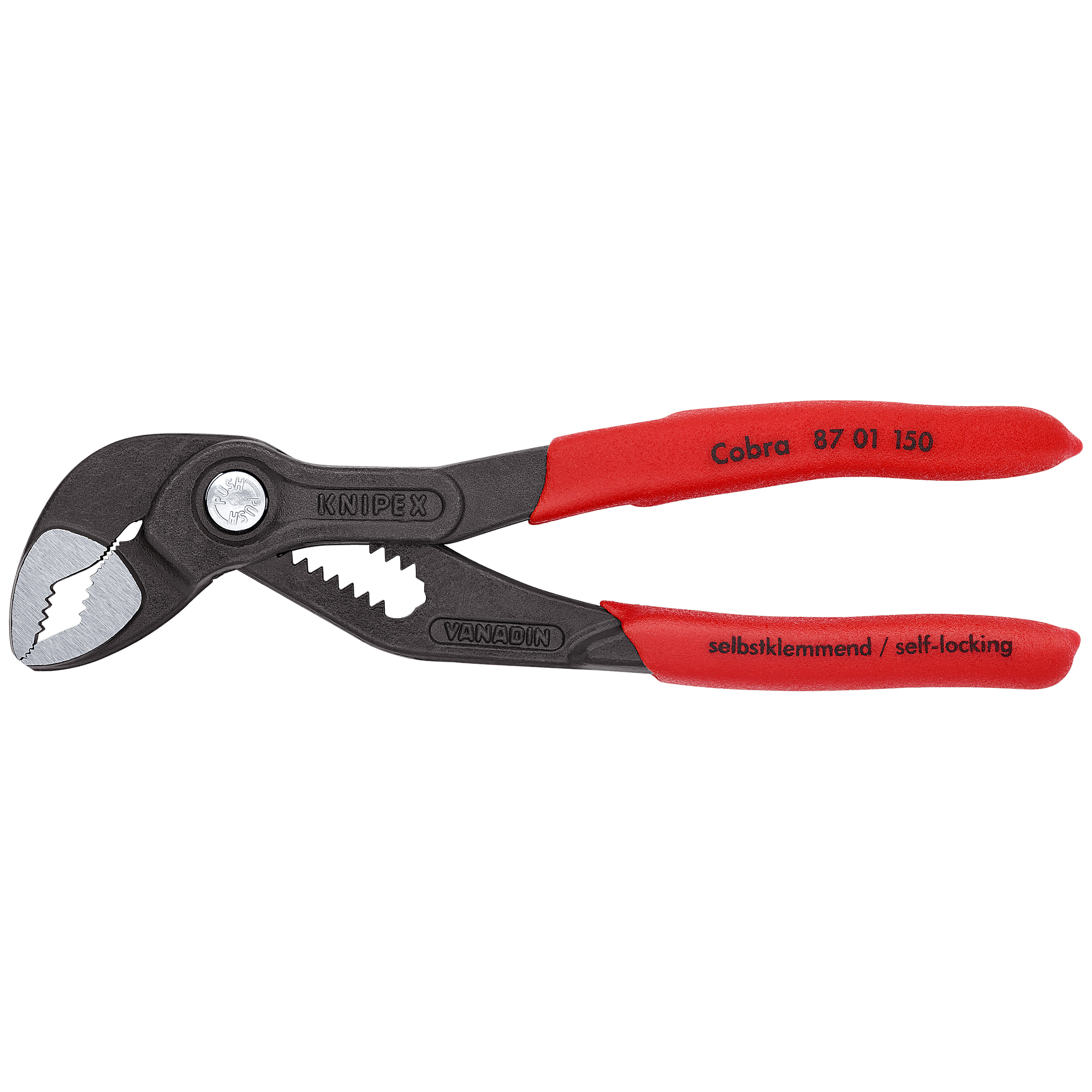 KNIPEX Cobra Water Pump Pliers, 6in., 1.25in. Jaw Capacity, Steel, Model# 87 01 150